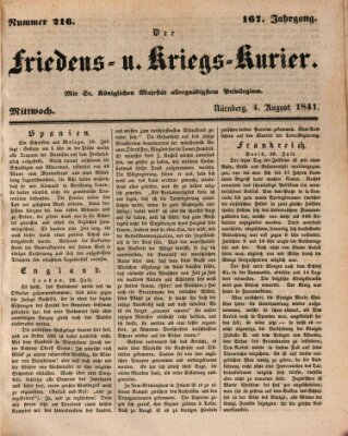 Der Friedens- u. Kriegs-Kurier (Nürnberger Friedens- und Kriegs-Kurier) Mittwoch 4. August 1841