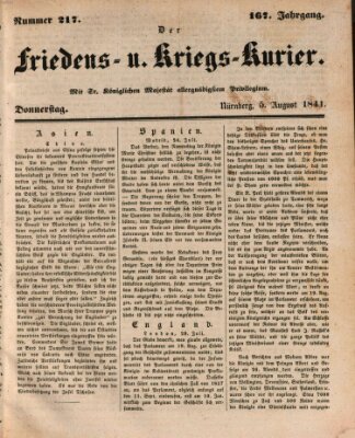 Der Friedens- u. Kriegs-Kurier (Nürnberger Friedens- und Kriegs-Kurier) Donnerstag 5. August 1841