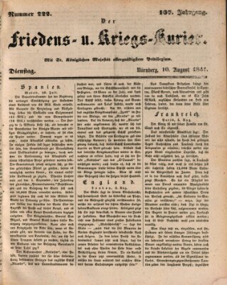 Der Friedens- u. Kriegs-Kurier (Nürnberger Friedens- und Kriegs-Kurier) Dienstag 10. August 1841