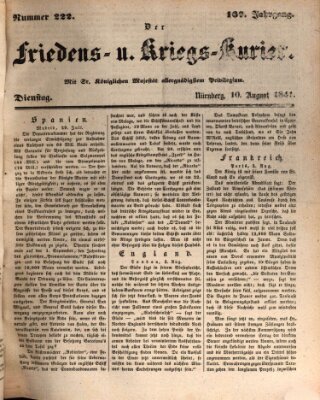 Der Friedens- u. Kriegs-Kurier (Nürnberger Friedens- und Kriegs-Kurier) Dienstag 10. August 1841