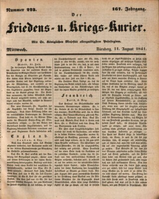 Der Friedens- u. Kriegs-Kurier (Nürnberger Friedens- und Kriegs-Kurier) Mittwoch 11. August 1841