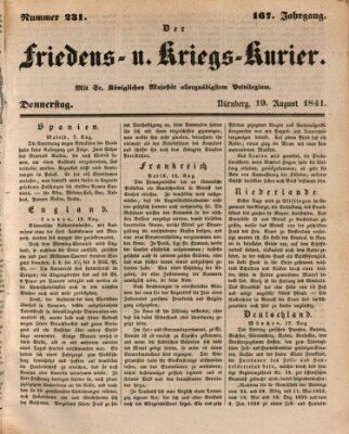 Der Friedens- u. Kriegs-Kurier (Nürnberger Friedens- und Kriegs-Kurier) Donnerstag 19. August 1841