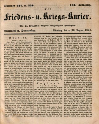 Der Friedens- u. Kriegs-Kurier (Nürnberger Friedens- und Kriegs-Kurier) Donnerstag 26. August 1841