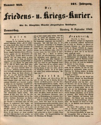 Der Friedens- u. Kriegs-Kurier (Nürnberger Friedens- und Kriegs-Kurier) Donnerstag 9. September 1841