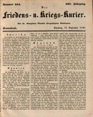 Der Friedens- u. Kriegs-Kurier (Nürnberger Friedens- und Kriegs-Kurier) Samstag 11. September 1841