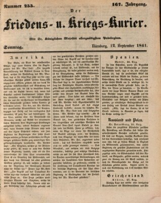 Der Friedens- u. Kriegs-Kurier (Nürnberger Friedens- und Kriegs-Kurier) Sonntag 12. September 1841