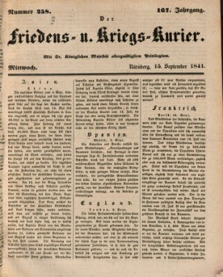 Der Friedens- u. Kriegs-Kurier (Nürnberger Friedens- und Kriegs-Kurier) Mittwoch 15. September 1841