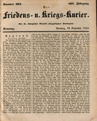 Der Friedens- u. Kriegs-Kurier (Nürnberger Friedens- und Kriegs-Kurier) Sonntag 19. September 1841