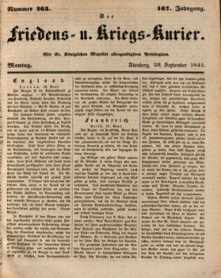 Der Friedens- u. Kriegs-Kurier (Nürnberger Friedens- und Kriegs-Kurier) Montag 20. September 1841