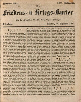 Der Friedens- u. Kriegs-Kurier (Nürnberger Friedens- und Kriegs-Kurier) Dienstag 28. September 1841