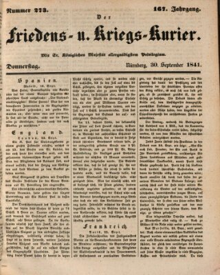 Der Friedens- u. Kriegs-Kurier (Nürnberger Friedens- und Kriegs-Kurier) Donnerstag 30. September 1841