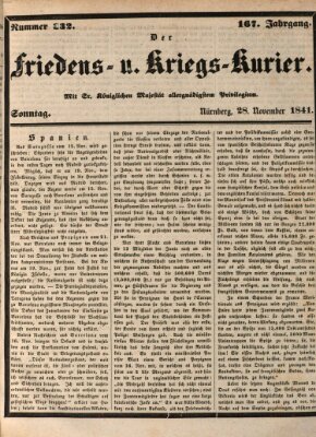 Der Friedens- u. Kriegs-Kurier (Nürnberger Friedens- und Kriegs-Kurier) Sonntag 28. November 1841