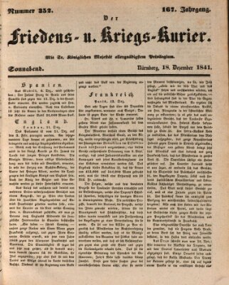 Der Friedens- u. Kriegs-Kurier (Nürnberger Friedens- und Kriegs-Kurier) Samstag 18. Dezember 1841