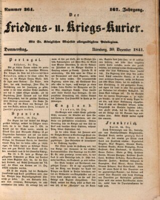 Der Friedens- u. Kriegs-Kurier (Nürnberger Friedens- und Kriegs-Kurier) Donnerstag 30. Dezember 1841