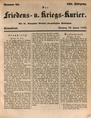 Der Friedens- u. Kriegs-Kurier (Nürnberger Friedens- und Kriegs-Kurier) Samstag 22. Januar 1842