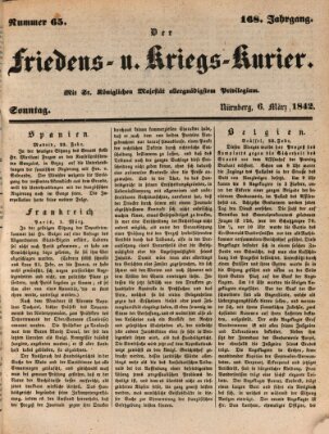 Der Friedens- u. Kriegs-Kurier (Nürnberger Friedens- und Kriegs-Kurier) Sonntag 6. März 1842