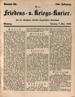 Der Friedens- u. Kriegs-Kurier (Nürnberger Friedens- und Kriegs-Kurier) Montag 7. März 1842