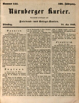 Nürnberger Kurier (Nürnberger Friedens- und Kriegs-Kurier) Dienstag 24. Mai 1842