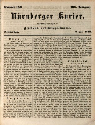 Nürnberger Kurier (Nürnberger Friedens- und Kriegs-Kurier) Donnerstag 2. Juni 1842