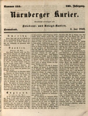 Nürnberger Kurier (Nürnberger Friedens- und Kriegs-Kurier) Samstag 4. Juni 1842