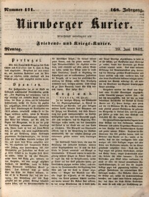 Nürnberger Kurier (Nürnberger Friedens- und Kriegs-Kurier) Montag 20. Juni 1842