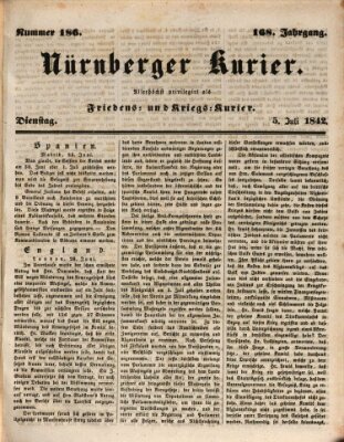Nürnberger Kurier (Nürnberger Friedens- und Kriegs-Kurier) Dienstag 5. Juli 1842