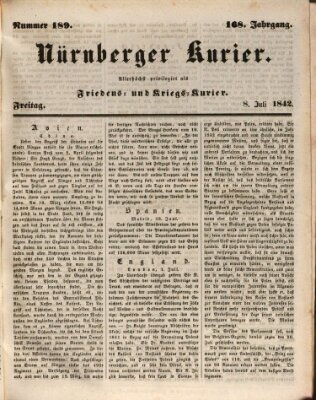 Nürnberger Kurier (Nürnberger Friedens- und Kriegs-Kurier) Freitag 8. Juli 1842