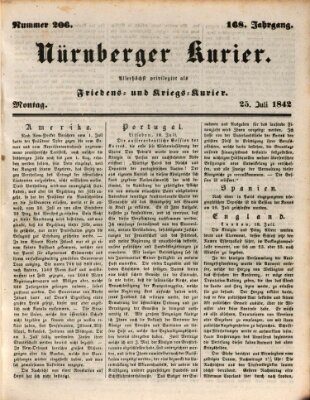 Nürnberger Kurier (Nürnberger Friedens- und Kriegs-Kurier) Montag 25. Juli 1842