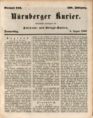 Nürnberger Kurier (Nürnberger Friedens- und Kriegs-Kurier) Donnerstag 4. August 1842