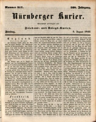 Nürnberger Kurier (Nürnberger Friedens- und Kriegs-Kurier) Freitag 5. August 1842