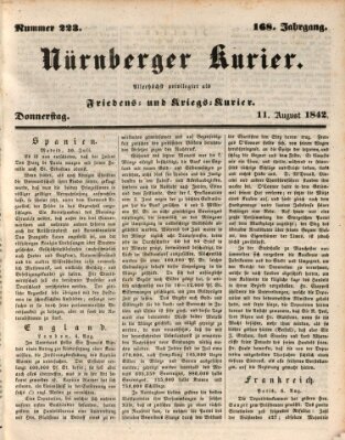 Nürnberger Kurier (Nürnberger Friedens- und Kriegs-Kurier) Donnerstag 11. August 1842