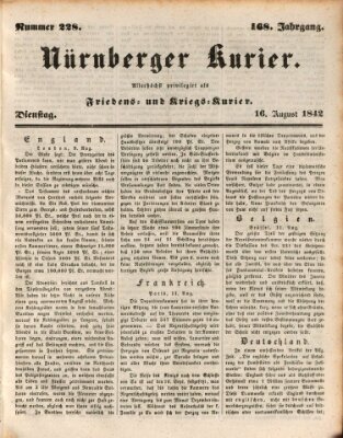 Nürnberger Kurier (Nürnberger Friedens- und Kriegs-Kurier) Dienstag 16. August 1842