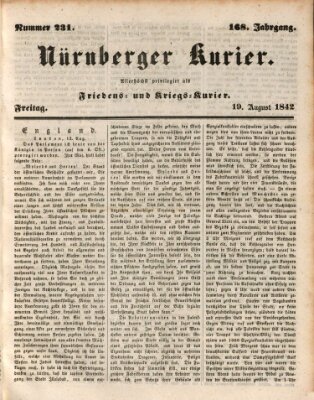 Nürnberger Kurier (Nürnberger Friedens- und Kriegs-Kurier) Freitag 19. August 1842