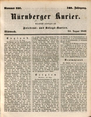 Nürnberger Kurier (Nürnberger Friedens- und Kriegs-Kurier) Mittwoch 24. August 1842