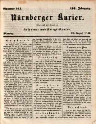 Nürnberger Kurier (Nürnberger Friedens- und Kriegs-Kurier) Montag 29. August 1842