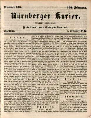 Nürnberger Kurier (Nürnberger Friedens- und Kriegs-Kurier) Dienstag 6. September 1842