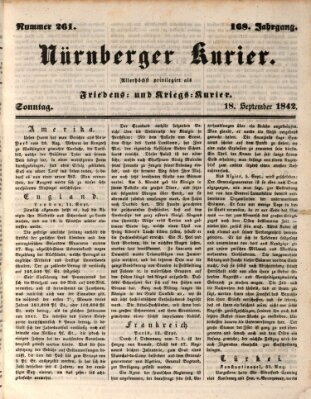 Nürnberger Kurier (Nürnberger Friedens- und Kriegs-Kurier) Sonntag 18. September 1842