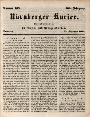 Nürnberger Kurier (Nürnberger Friedens- und Kriegs-Kurier) Sonntag 25. September 1842
