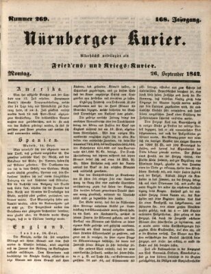 Nürnberger Kurier (Nürnberger Friedens- und Kriegs-Kurier) Montag 26. September 1842