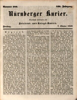 Nürnberger Kurier (Nürnberger Friedens- und Kriegs-Kurier) Freitag 7. Oktober 1842