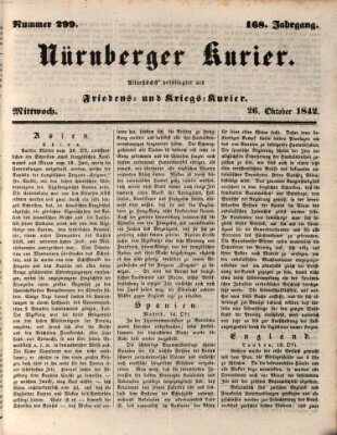 Nürnberger Kurier (Nürnberger Friedens- und Kriegs-Kurier) Mittwoch 26. Oktober 1842