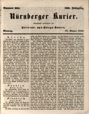 Nürnberger Kurier (Nürnberger Friedens- und Kriegs-Kurier) Montag 31. Oktober 1842