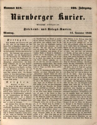Nürnberger Kurier (Nürnberger Friedens- und Kriegs-Kurier) Montag 14. November 1842
