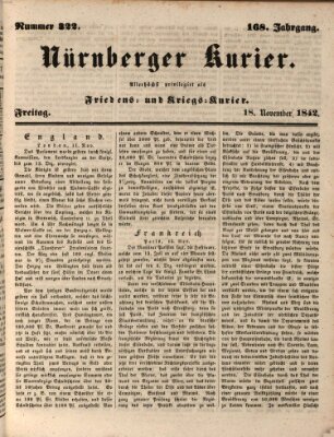 Nürnberger Kurier (Nürnberger Friedens- und Kriegs-Kurier) Freitag 18. November 1842