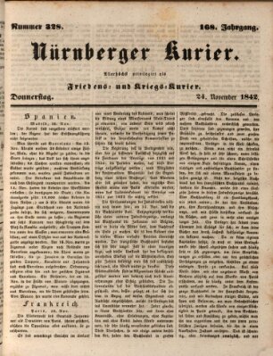 Nürnberger Kurier (Nürnberger Friedens- und Kriegs-Kurier) Donnerstag 24. November 1842