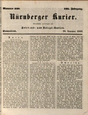 Nürnberger Kurier (Nürnberger Friedens- und Kriegs-Kurier) Samstag 26. November 1842