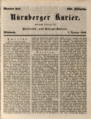 Nürnberger Kurier (Nürnberger Friedens- und Kriegs-Kurier) Mittwoch 7. Dezember 1842