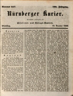 Nürnberger Kurier (Nürnberger Friedens- und Kriegs-Kurier) Dienstag 13. Dezember 1842