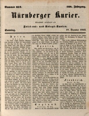 Nürnberger Kurier (Nürnberger Friedens- und Kriegs-Kurier) Sonntag 18. Dezember 1842