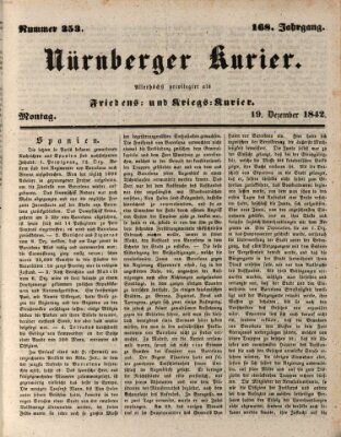 Nürnberger Kurier (Nürnberger Friedens- und Kriegs-Kurier) Montag 19. Dezember 1842